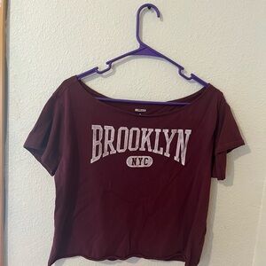 Hollister Women's Burgundy Brooklyn Tee